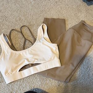 ZYIA Cream and Tan Activewear Set